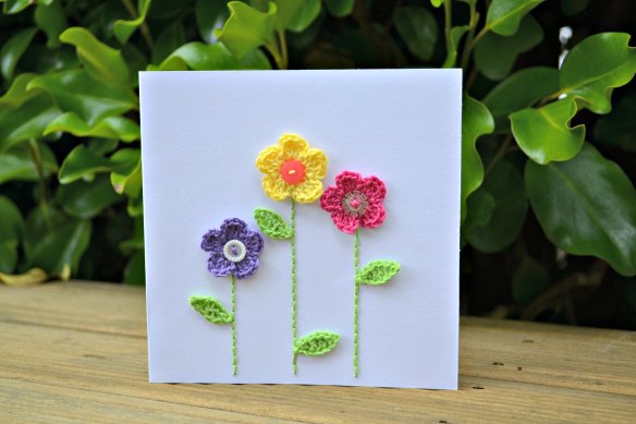 free pattern crochet flower card