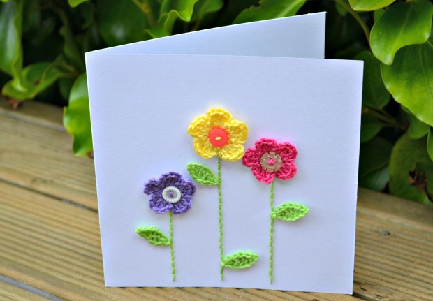 crochet flower card