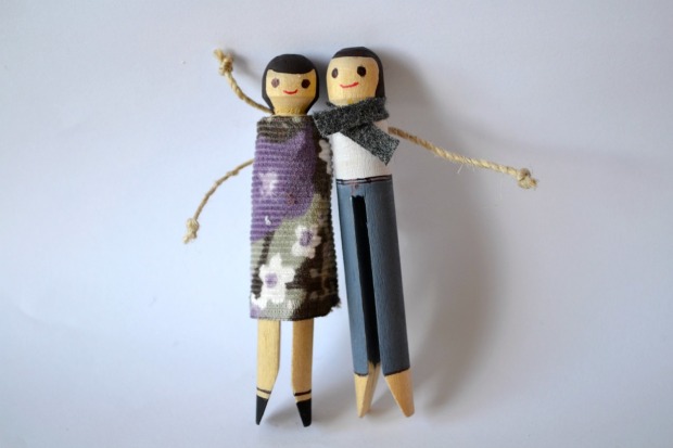 Wooden peg doll people